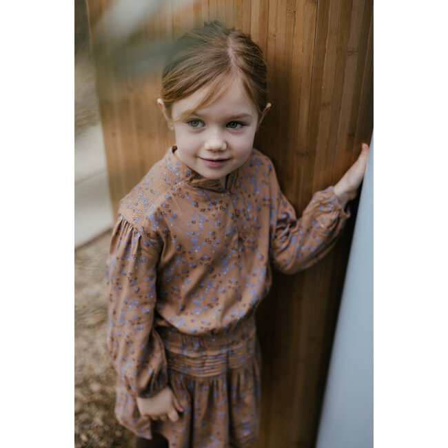 LEVV Little Meisjes blouse - Gest - AOP bloemen blauw