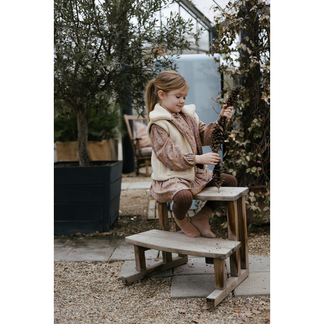 LEVV Little Meisjes blouse - Gest - AOP bloemen blauw