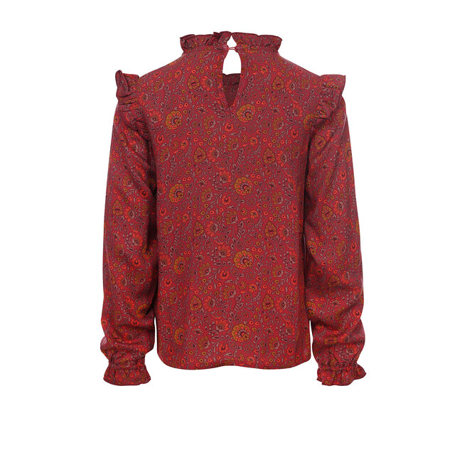 LOOXS Little Meisjes blouse viscose - Framboos paisley