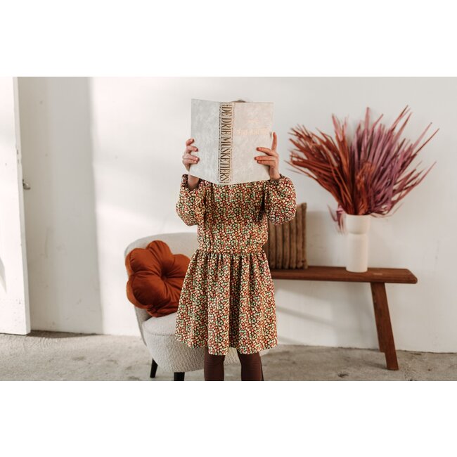B.Nosy Meisjes jurk bloemenprint bruin - Bibi - Floral beyond AOP