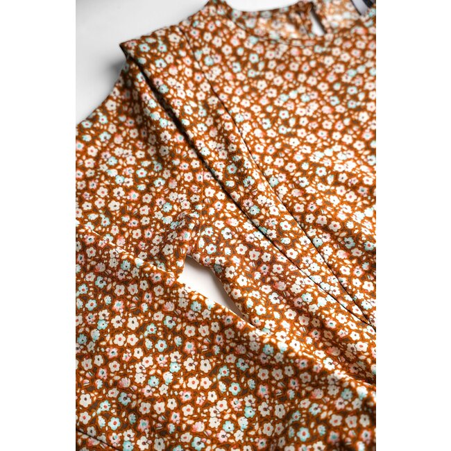 B.Nosy Meisjes jurk bloemenprint bruin - Bibi - Floral beyond AOP