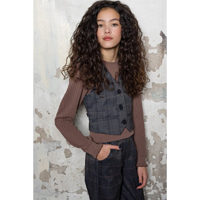 NoBell Meisjes gilet geruit - Tintin - Navy blauw