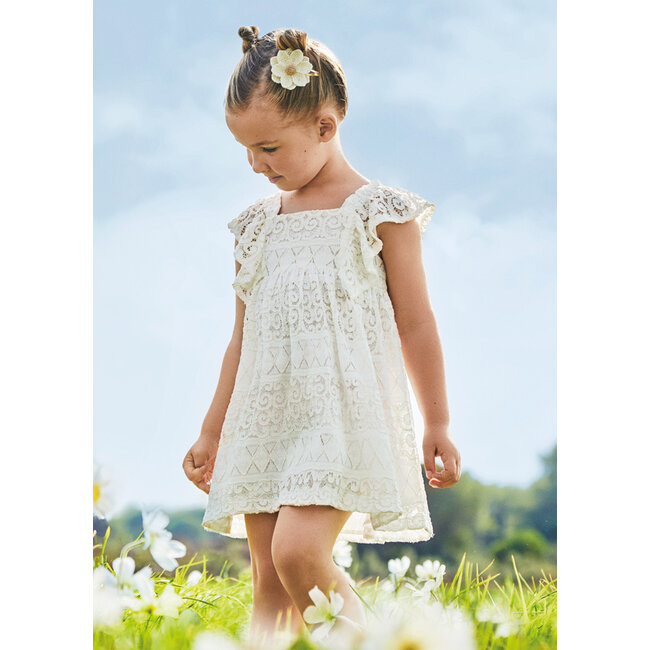 Mayoral Meisjes jurk kant - Natural