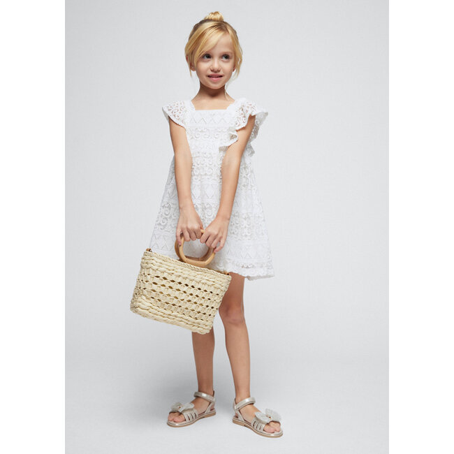 Mayoral Meisjes jurk kant - Natural