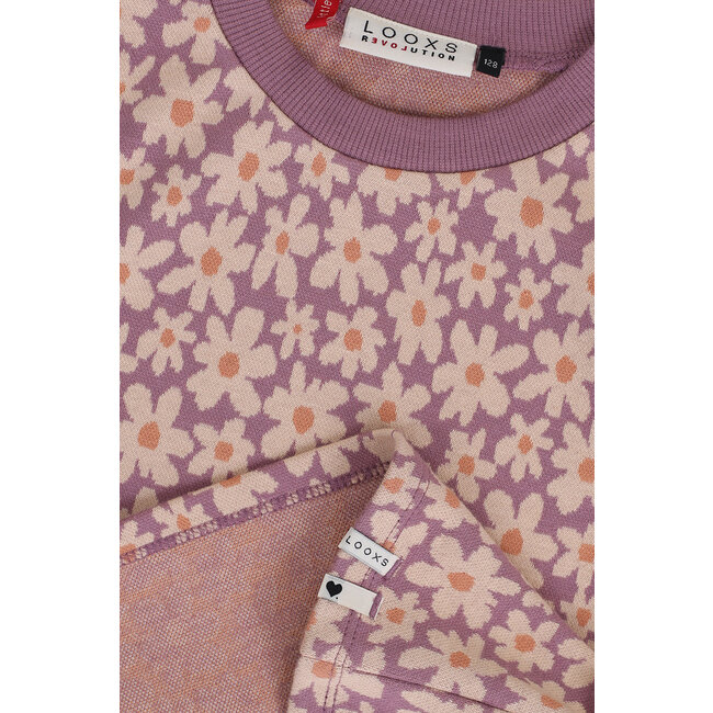 LOOXS Little Meisjes spencer - Bloemen jacquard