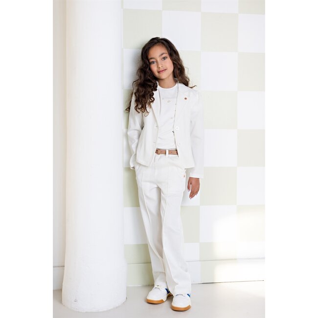 NoNo Meisjes blazer lurex krijtstreep - Dip - Sneeuw wit