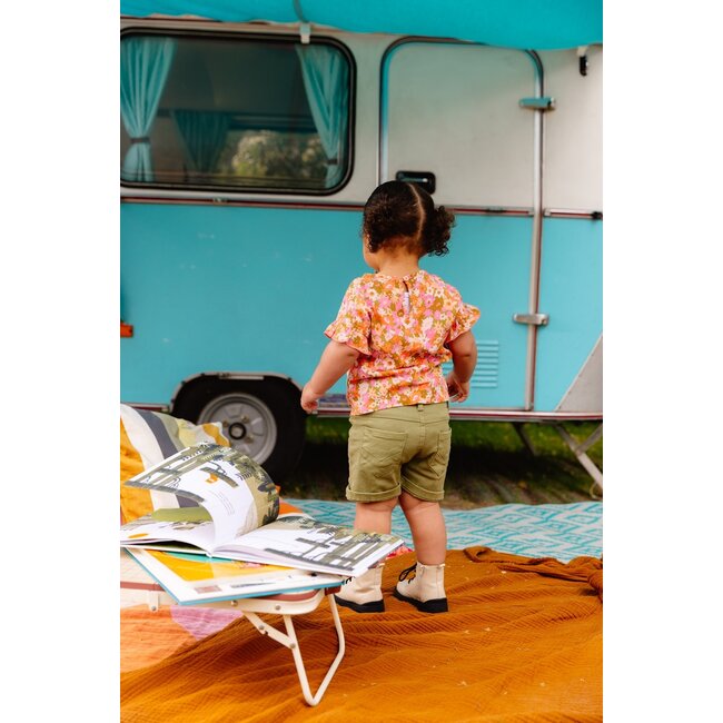 Quapi Meisjes blouse - Bodee - AOP roze bloemen