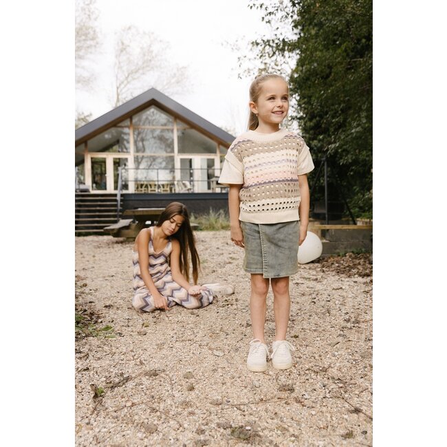 LEVV Meisjes spencer - Kirsti - AOP grijs gestrept