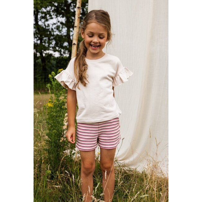 LOOXS Little Meisjes short gebreid - Zomer roze gestreept