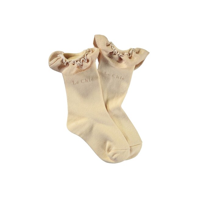 Le Chic Meisjes sokken met tule - Raven - Licht cappuccino