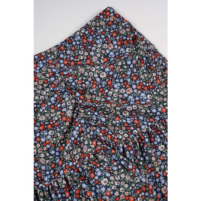 NoBell Meisjes rok bloemen - Nadine - Grijs navy blauw