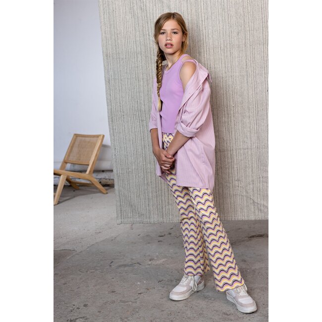 NoBell Meisjes flair broek wave AOP - Sasay - Lemoncurd