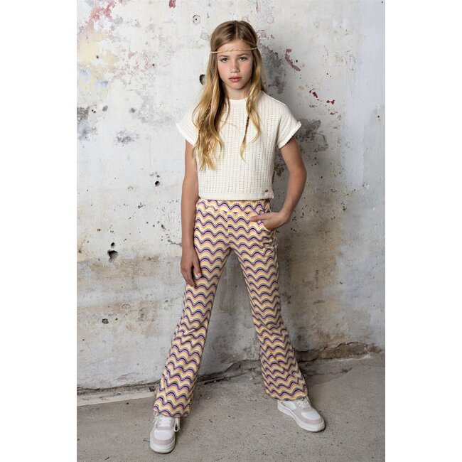 NoBell Meisjes flair broek wave AOP - Sasay - Lemoncurd