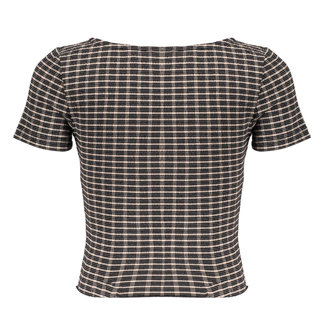 Frankie & Liberty Meisjes top - Macy - Fresh abrikoos / Zwart geruit