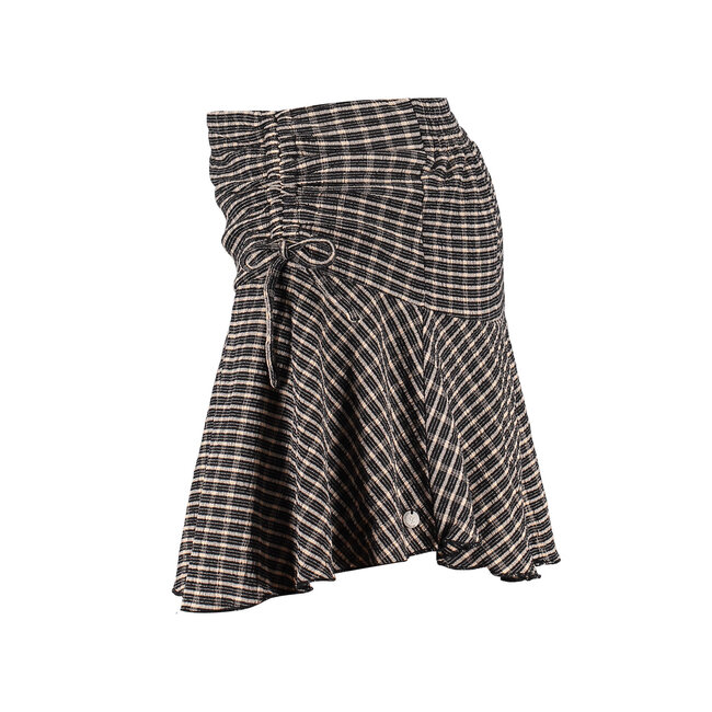 Frankie & Liberty Meisjes broek/rok - May - Fresh abrikoos / Zwart geruit