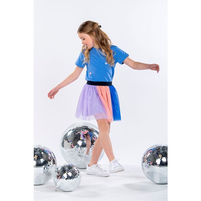 B.Nosy Meisjes rok mesh multi - Pippa - Soft blauw