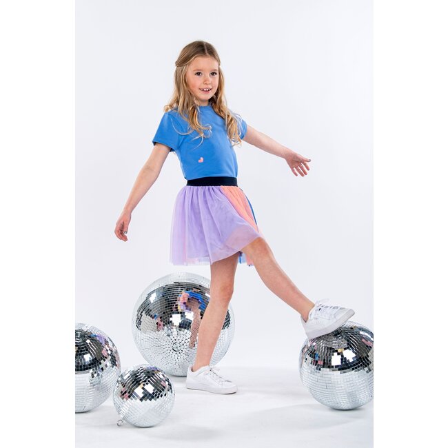B.Nosy Meisjes rok mesh multi - Pippa - Soft blauw