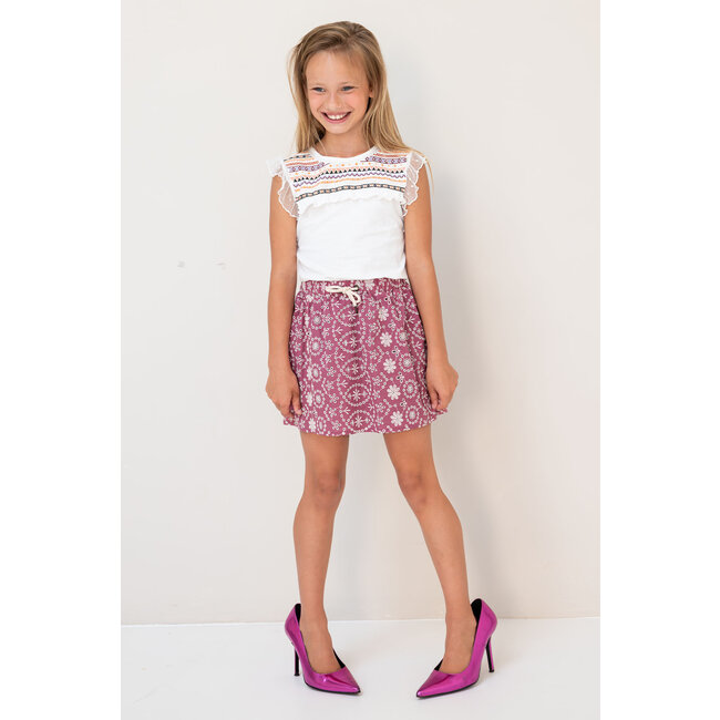 Like Flo Meisjes rok broidery anglais bloemen