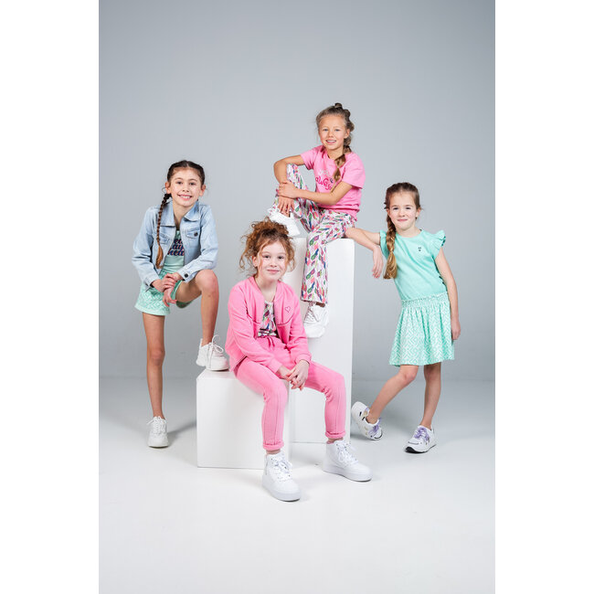 MAYCE Meisjes sweat short - Mint groen AOP