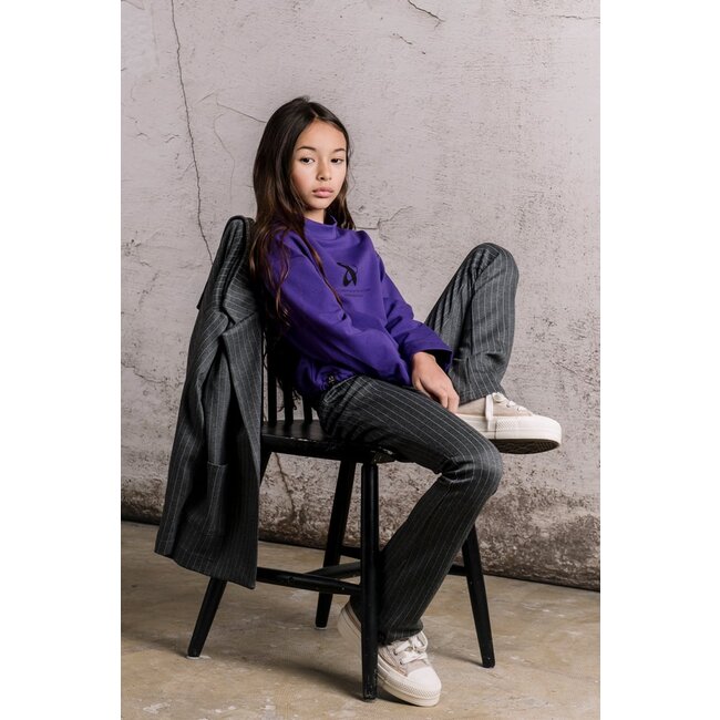 KIEstone Meisjes colbert - Tina - Antraciet krijtstreep