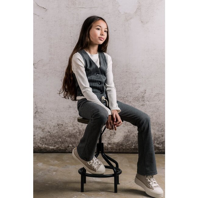 KIEstone Meisjes gilet - Lindy - Antraciet krijtstreep