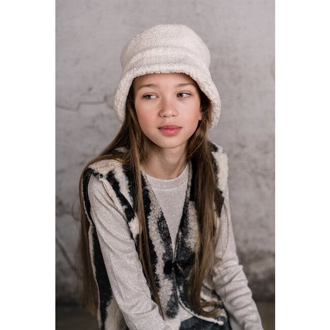 KIEstone Meisjes gilet - Plum - Grijs & Off wit