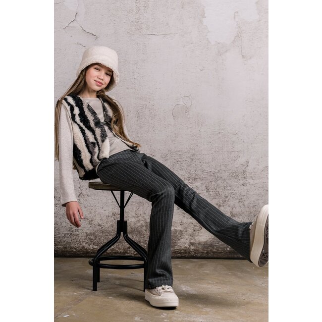 KIEstone Meisjes gilet - Plum - Grijs & Off wit