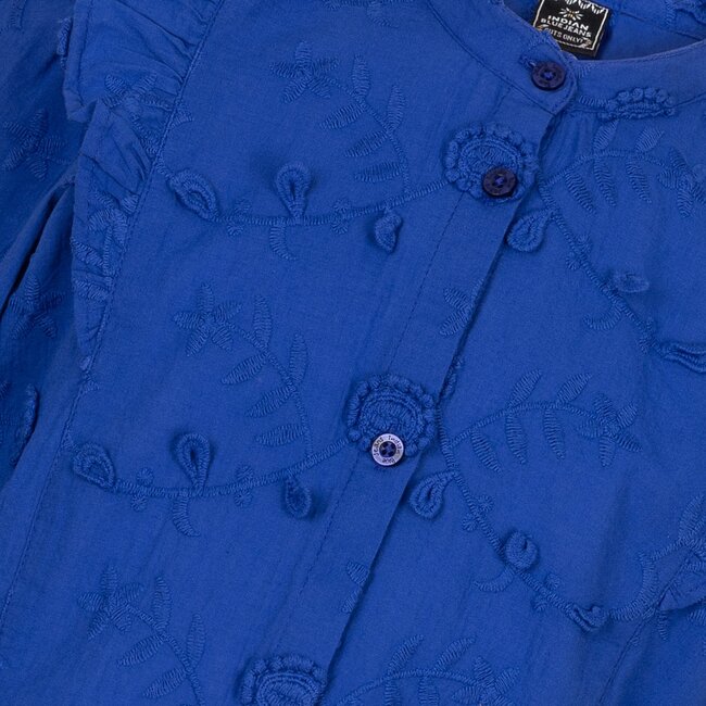 Indian Blue Jeans Meisjes shirt ls bloemen ruffel - Konings blauw