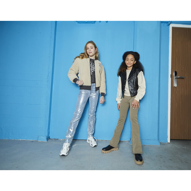 Indian Blue Jeans Meisjes winterjas bomber teddy - Zand