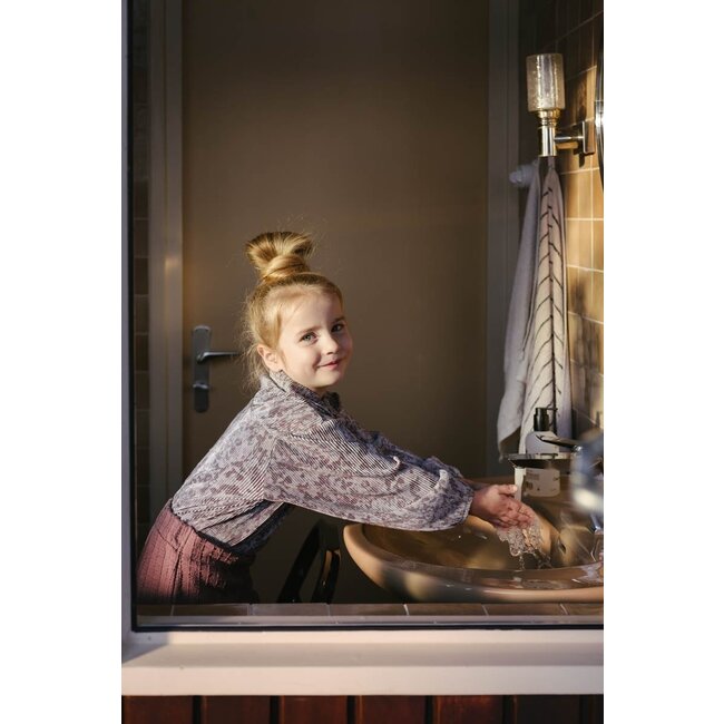 LEVV Little Meisjes shirt - Pippi - AOP Zacht grijs bloemen