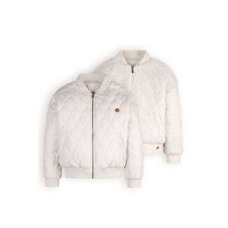 NoBell Meisjes reversibel winterjas met verborgen capuchon - Pearled ivoor