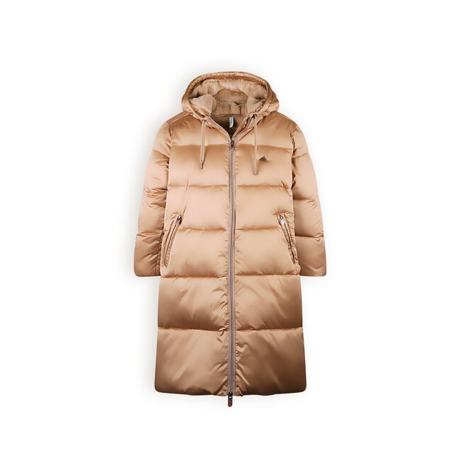 NoBell Meisjes winterjas lang puffer met capuchon Baggo Beige goud