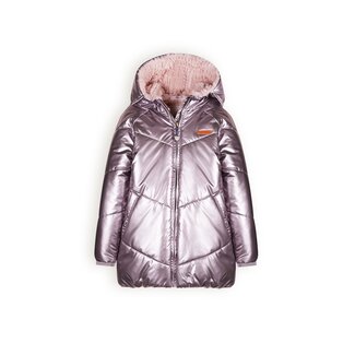 NoNo Meisjes winterjas halflang met capuchon - Baybee - Metallic Blush