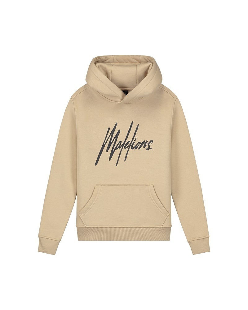 Malelions Hoodie signature gestreept - Licht bruin - Navy blauw