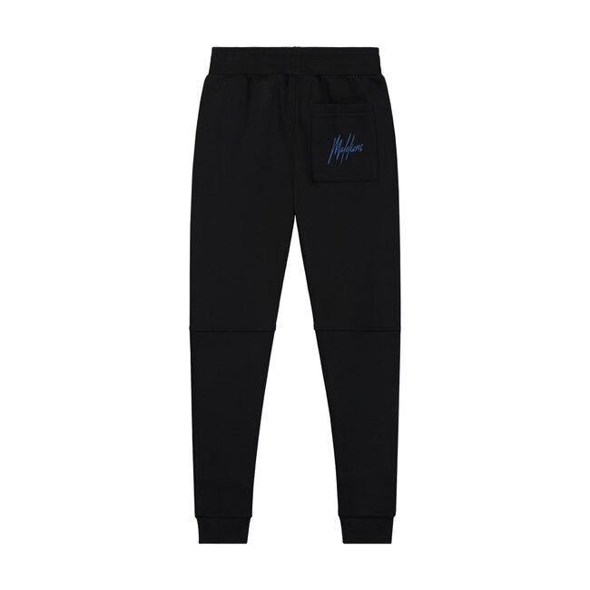 Malelions Sweat broek signature gestreept - Zwart / Kobalt blauw