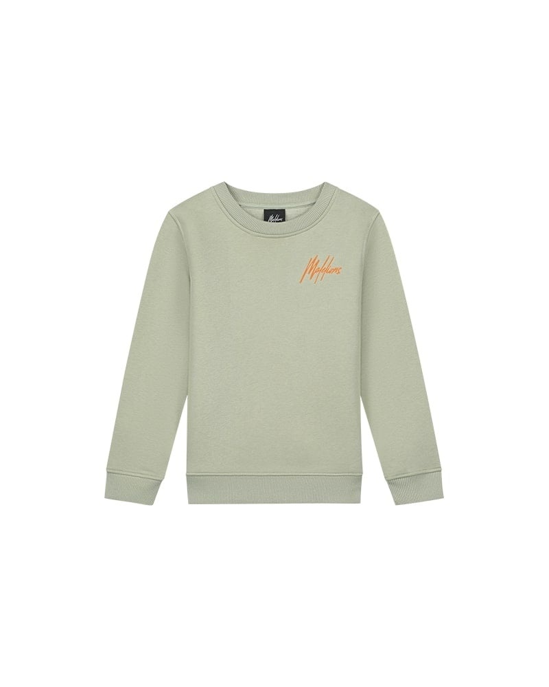 Malelions Sweater signature gestreept - Zeegras - Oranje