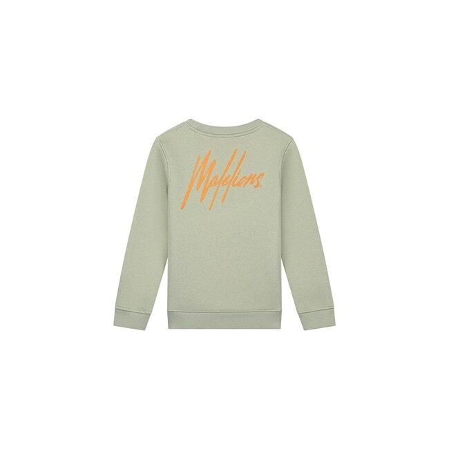 Malelions Sweater signature gestreept - Zeegras / Oranje