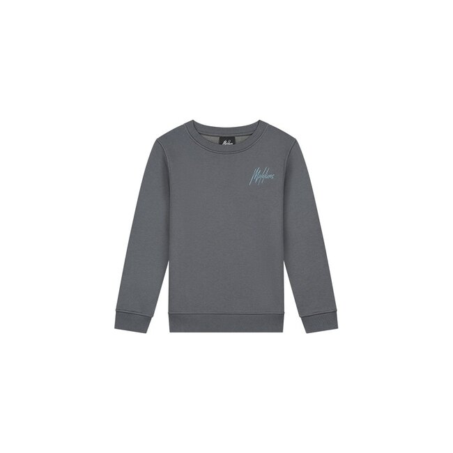 Malelions Sweater signature gestreept - Donker grijs / Ice blauw
