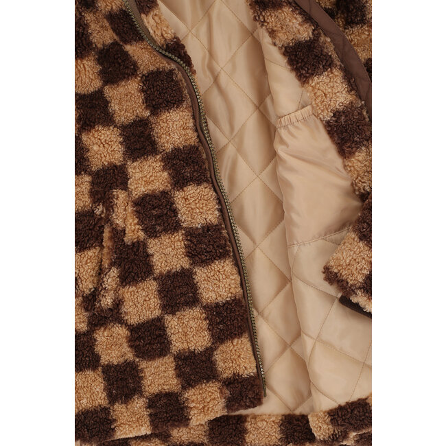 LOOXS Little Meisjes winterjas geruit fur - Kastanje bruin geruit