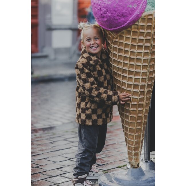 LOOXS Little Meisjes winterjas geruit fur - Kastanje bruin geruit