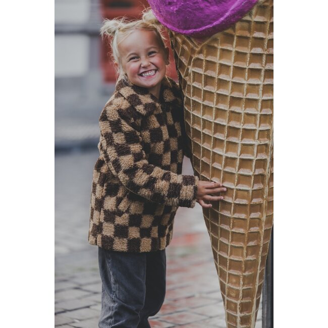 LOOXS Little Meisjes winterjas geruit fur - Kastanje bruin geruit