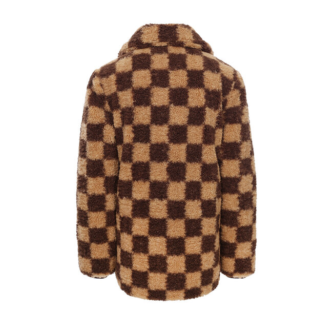 LOOXS Little Meisjes winterjas geruit fur - Kastanje bruin geruit