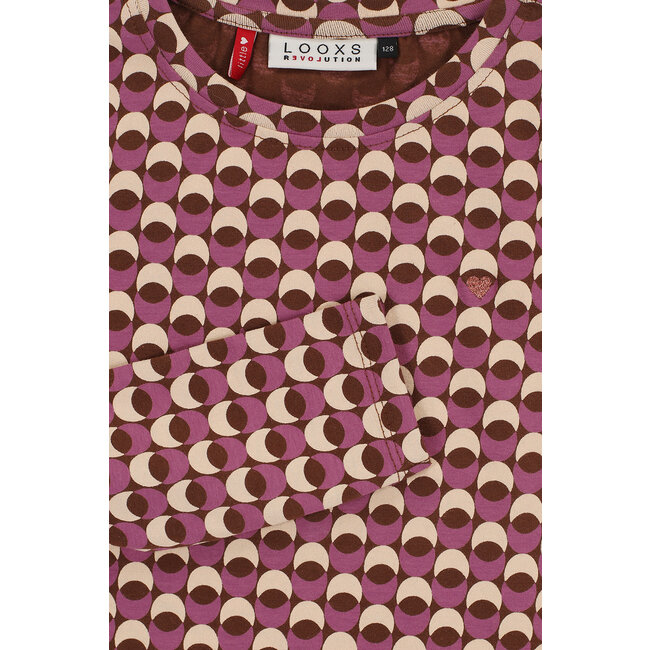 LOOXS Little Meisjes t-shirt LS print - Retro jacquard