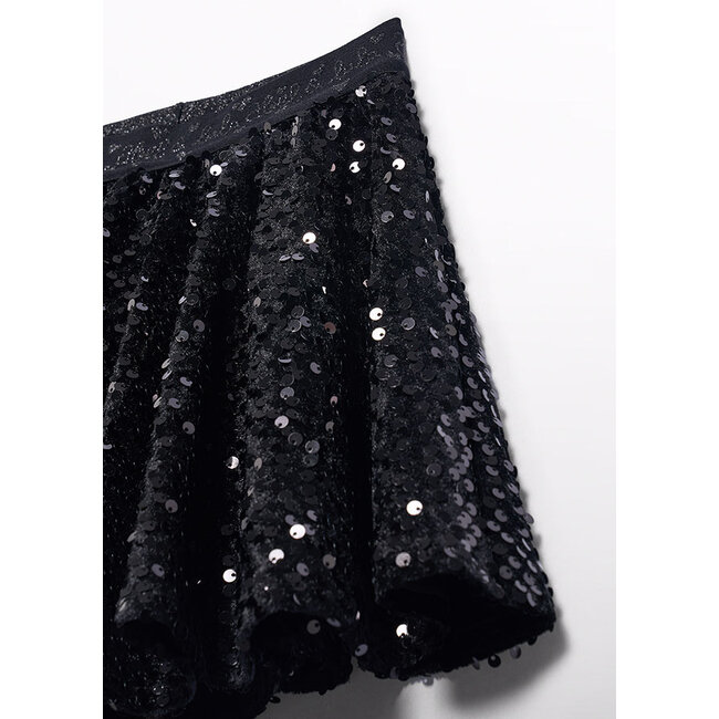 Abel & Lula Meisjes rok velvet pailletten - Zwart