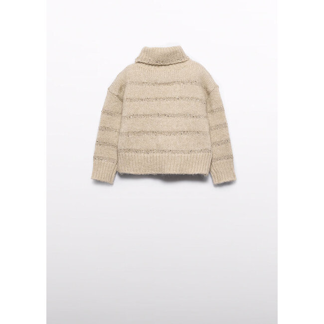 Abel & Lula Meisjes trui gestreept pailletten - Beige