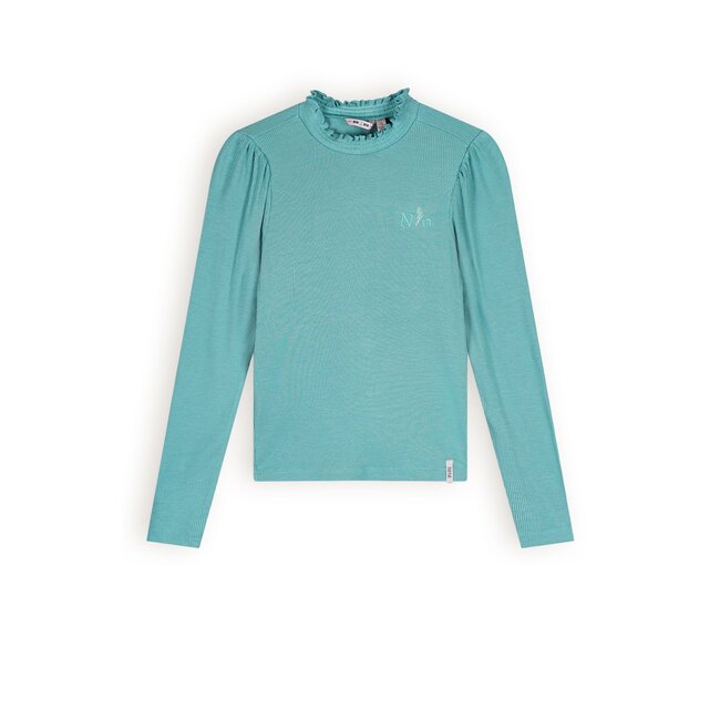 NoNo Meisjes t shirt rib jersey Koss Pottery blauw HappyBee