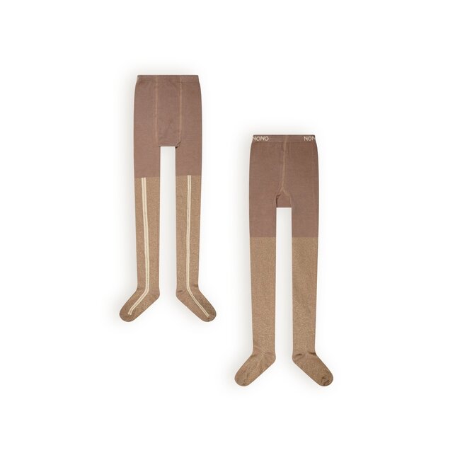 NoNo Meisjes maillot glitter met streep - Rise - Zand blush