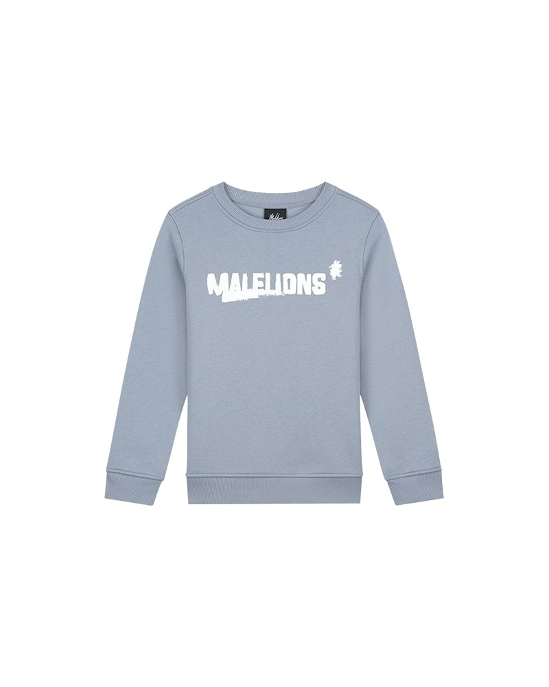 Malelions Sweater inked - Ice blauw - Wit