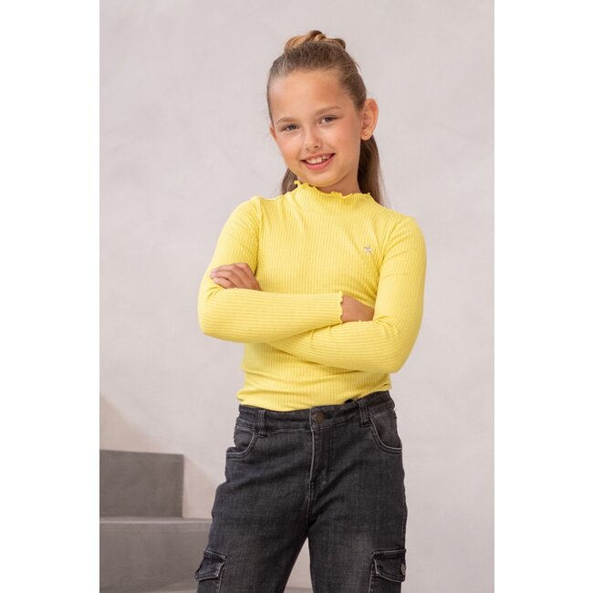 Like Flo Meisjes basic col shirt - Eef - Lemon geel