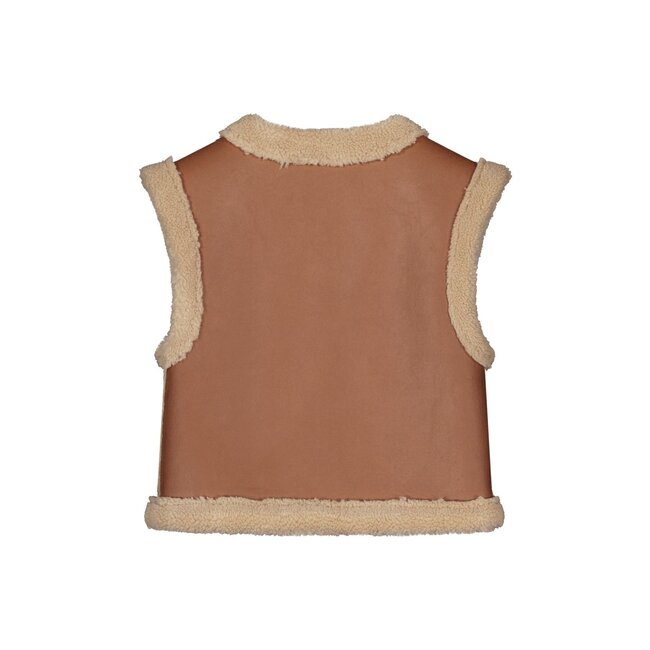 Like Flo Meisjes reversibel gilet teddy - Dewi - Cognac